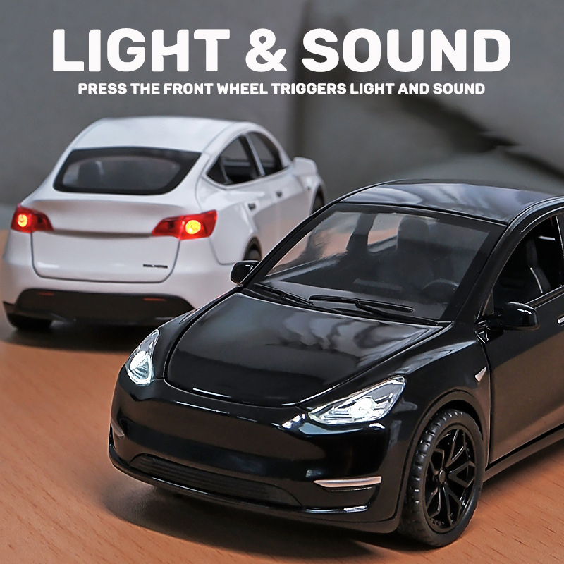 Mô Hình Xe Hơi Tesla Bằng Hợp Kim Có Đèn Và Nhạc Tỷ Lệ 1: 32
