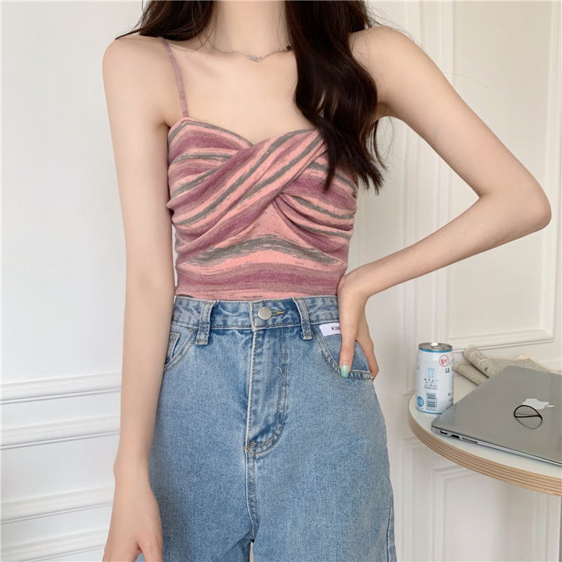 Áo Croptop hai dây Dệt Kim Hở Lưng Thời Trang  Mùa Hè Phong Cách Hàn Quốc  Cho Nữ  áo phong áo hè