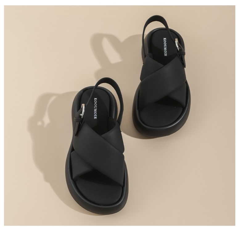 Sandal Đi Biển Mùa Hè 2023 Hở Ngón Đế Dày Quai Chéo Phong Cách Roman Mới Cho Nữ