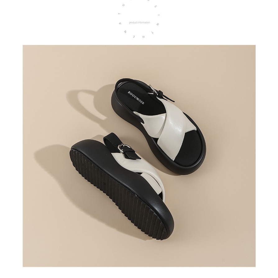 Sandal Đi Biển Mùa Hè 2023 Hở Ngón Đế Dày Quai Chéo Phong Cách Roman Mới Cho Nữ