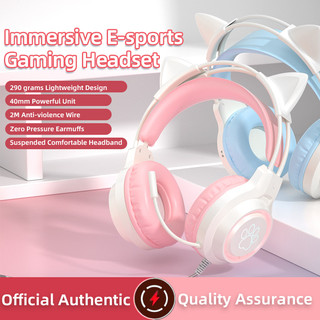 Tai Nghe Chụp Tai Có Micro Chống Tiếng Ồn Thiết Kế Tai Mèo Dễ Thương Cho Máy Tính / Laptop / PS4 / PS5 /