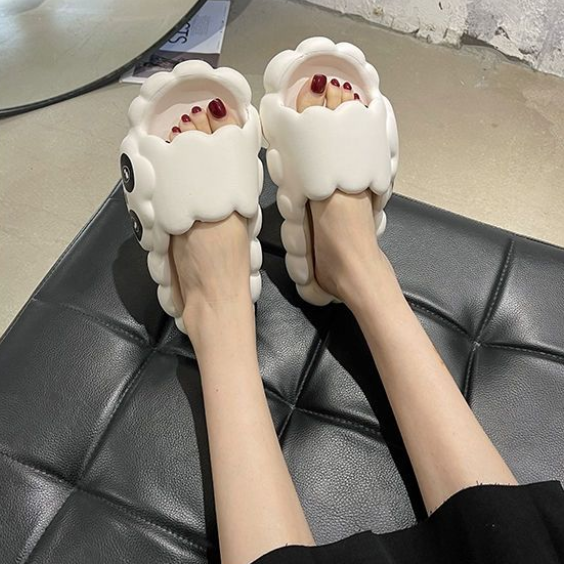 Dép Đế Dày Chống Trượt Họa Tiết Đám Mây / Gấu Trúc Dễ Thương Thời Trang Cho Nữ