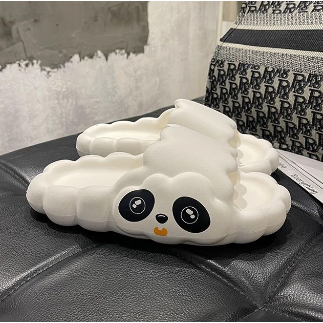 Dép Đế Dày Chống Trượt Họa Tiết Đám Mây / Gấu Trúc Dễ Thương Thời Trang Cho Nữ