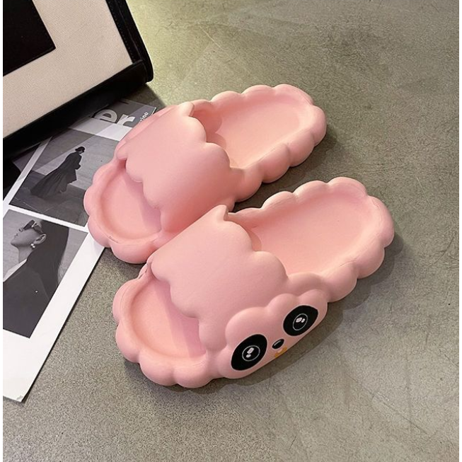 Dép Đế Dày Chống Trượt Họa Tiết Đám Mây / Gấu Trúc Dễ Thương Thời Trang Cho Nữ