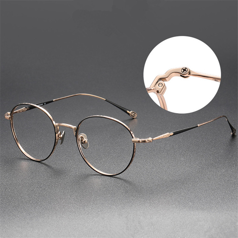 Mắt Kính Gọng Tròn Bằng Titan Thời Trang Cho Nam Nữ