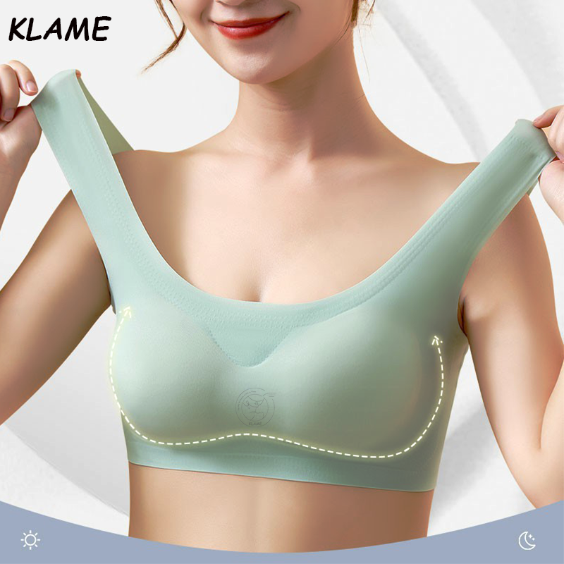 Áo Ngực Thể Thao Không Gọng Vải Lụa Lạnh Không Đường May 3D Màu Trơn Lưng Chữ U KLM347