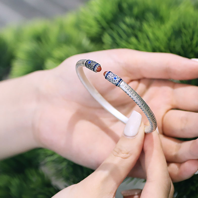 Rl-auspicious Ruyi Vòng Tay Đá Mã Não Sơn Màu Dễ Điều Chỉnh Cho Nam Và Nữ