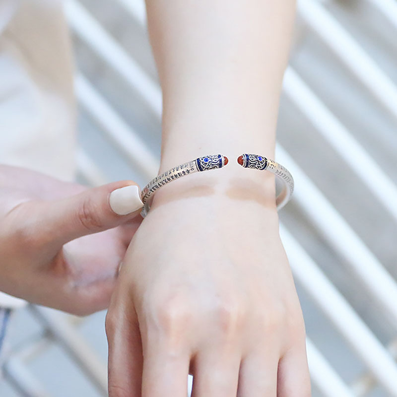 Rl-auspicious Ruyi Vòng Tay Đá Mã Não Sơn Màu Dễ Điều Chỉnh Cho Nam Và Nữ