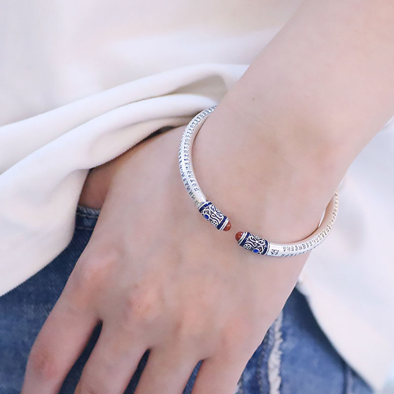 Rl-auspicious Ruyi Vòng Tay Đá Mã Não Sơn Màu Dễ Điều Chỉnh Cho Nam Và Nữ