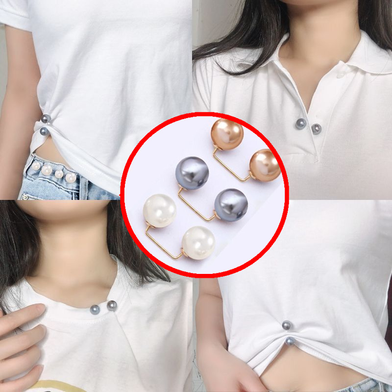 Set 8 Ghim Cài Thắt Lưng Đính Ngọc Trai Chống Trượt Thời Trang