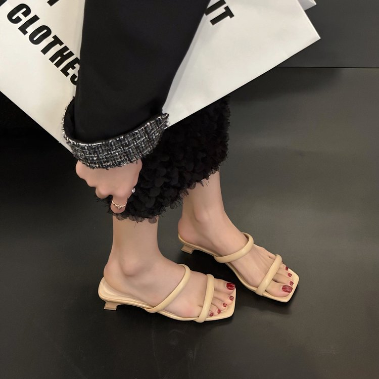 Giày Sandal Cao Gót Mũi Vuông Thời Trang Dành Cho Nữ