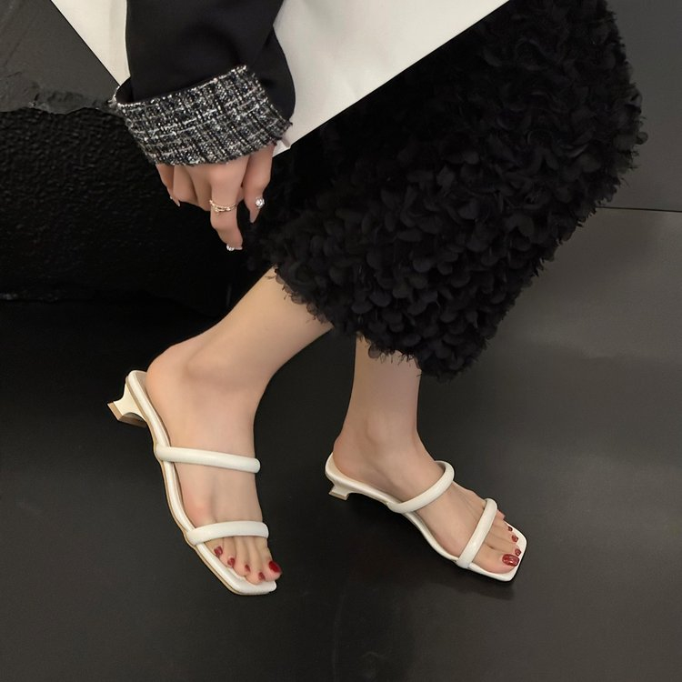 Giày Sandal Cao Gót Mũi Vuông Thời Trang Dành Cho Nữ