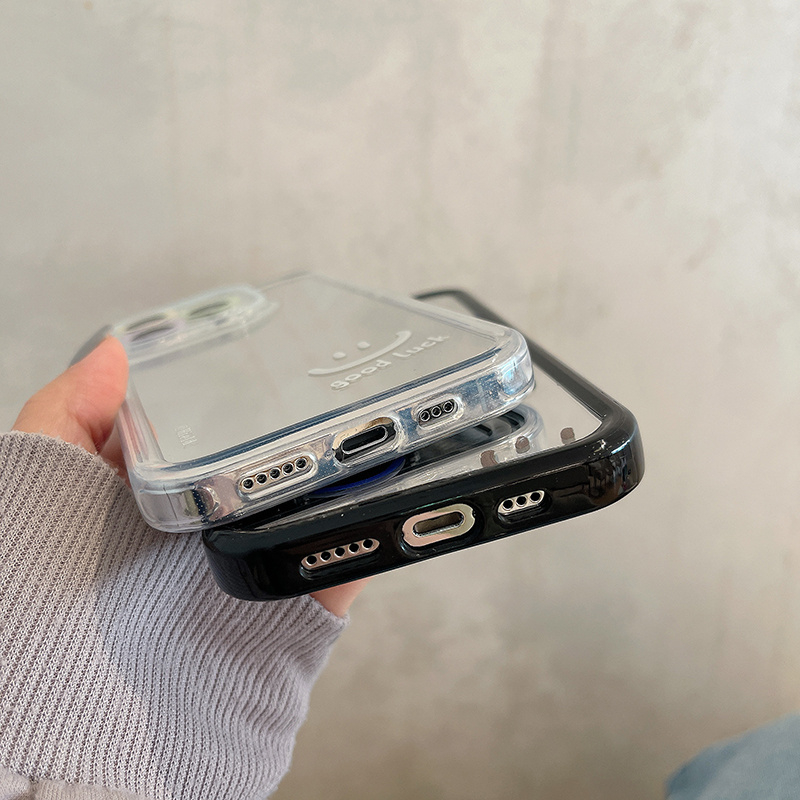 Ốp Điện Thoại Mặt Gương Dày Dặn Chống Sốc Hình Mặt Cười May Mắn Cho iphone 14 13 11 12 pro max apple 13