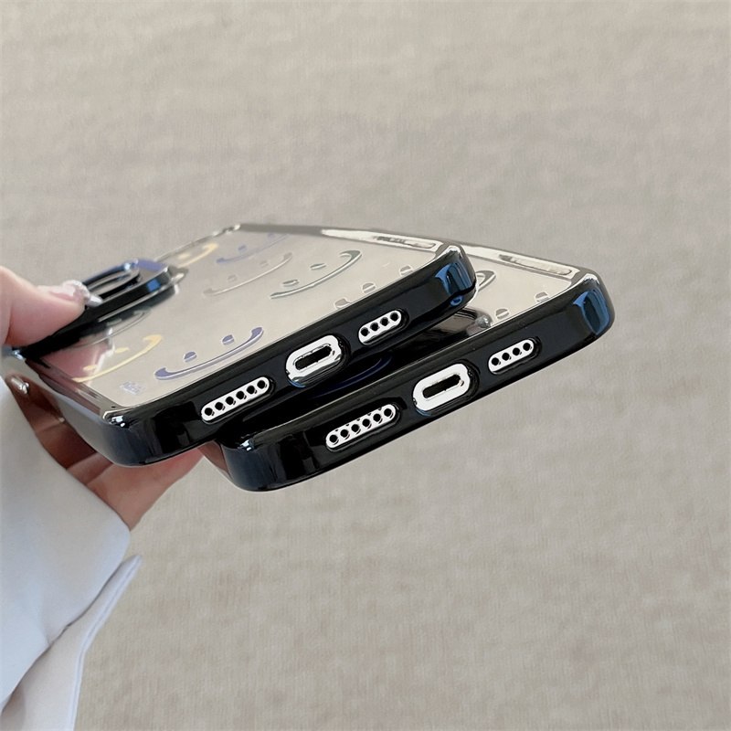 Ốp Điện Thoại Mặt Gương Dày Dặn Chống Sốc Hình Mặt Cười May Mắn Cho iphone 14 13 11 12 pro max apple 13