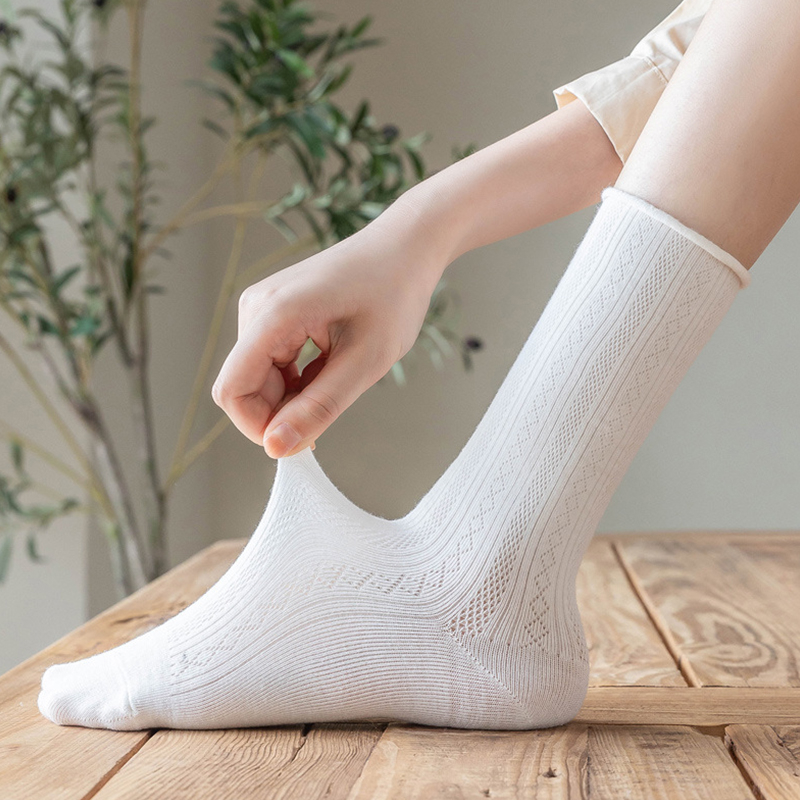 Vớ Cotton Phối Lưới Thoáng Khí Thời Trang Mới Cho Nữ