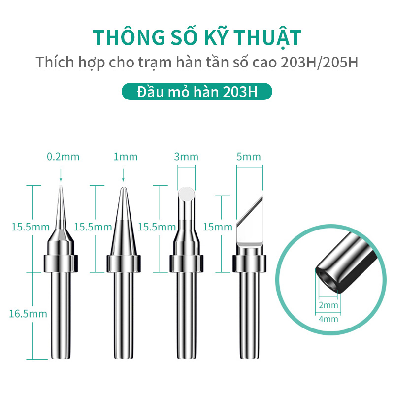 Cao Tần Số Bộ Hàn Mỏ Hàn Đầu 203H 205H 200 Series Bộ Hàn Đầu Mỏ Hàn Chì