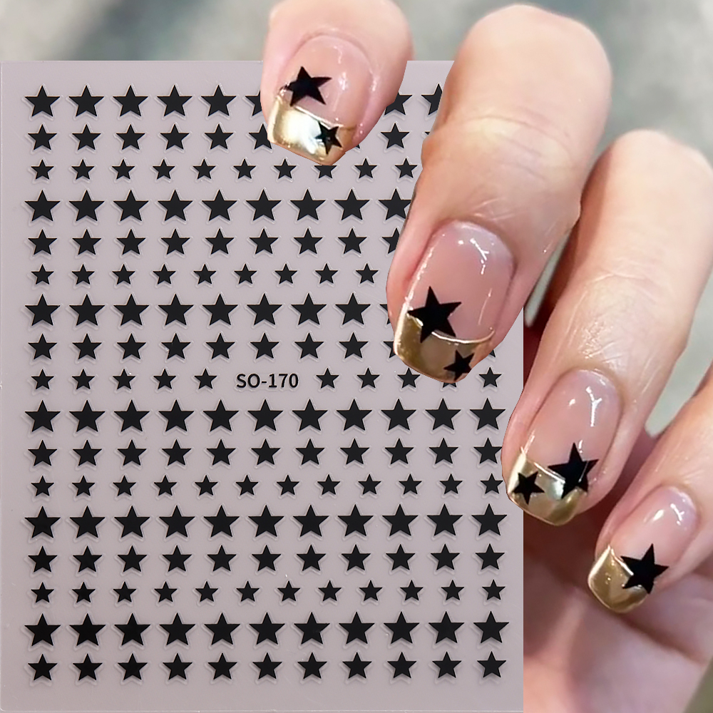 Miếng Dán Trang Trí Móng Tay 3D Tự Dính Họa Tiết Chữ Thập / Ngôi Sao / Chữ Thập Màu Vàng /