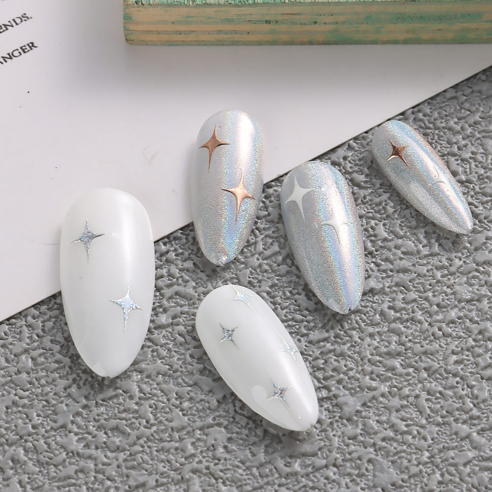 Miếng Dán Trang Trí Móng Tay 3D Tự Dính Họa Tiết Chữ Thập / Ngôi Sao / Chữ Thập Màu Vàng /