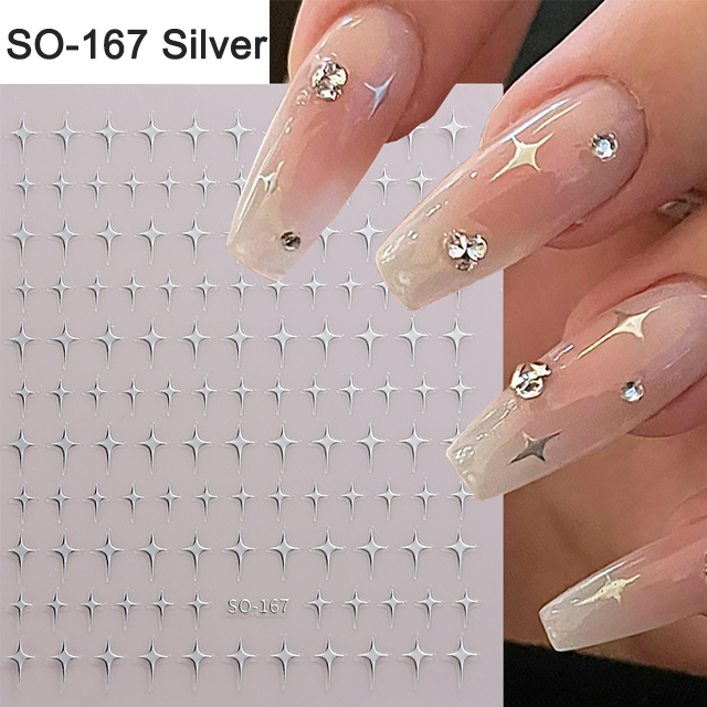 Miếng Dán Trang Trí Móng Tay 3D Tự Dính Họa Tiết Chữ Thập / Ngôi Sao / Chữ Thập Màu Vàng /