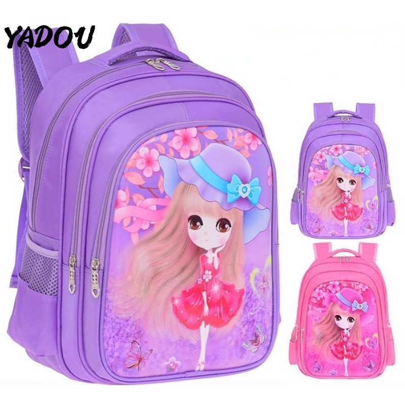 Ba Lô Đi Học Họa Tiết Công Chúa Chống Thấm Nước Trọng Lượng Nhẹ Cho Bé 1-6 Tuổi Có 6 Kiểu Chọn Lựa