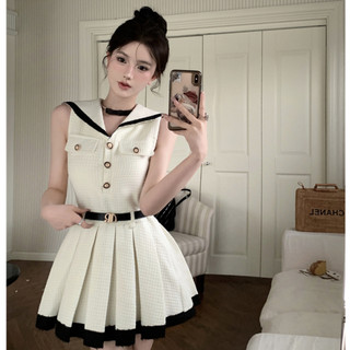 Đầm Nữ Không Tay Cổ Bẻ Ôm Eo Thời Trang Hàn