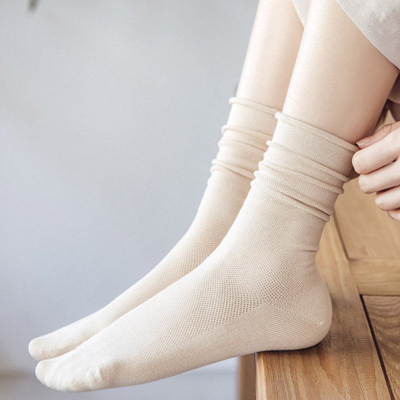 Vớ Cotton Cổ Cao Thoáng Khí Đơn Giản Thời Trang Mùa Hè Hàng Mới Dành Cho Bạn Nữ