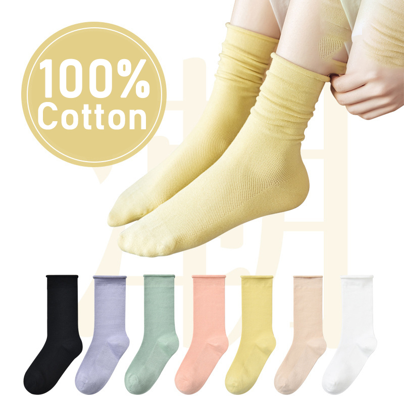 Vớ Cotton Cổ Cao Thoáng Khí Đơn Giản Thời Trang Mùa Hè Hàng Mới Dành Cho Bạn Nữ