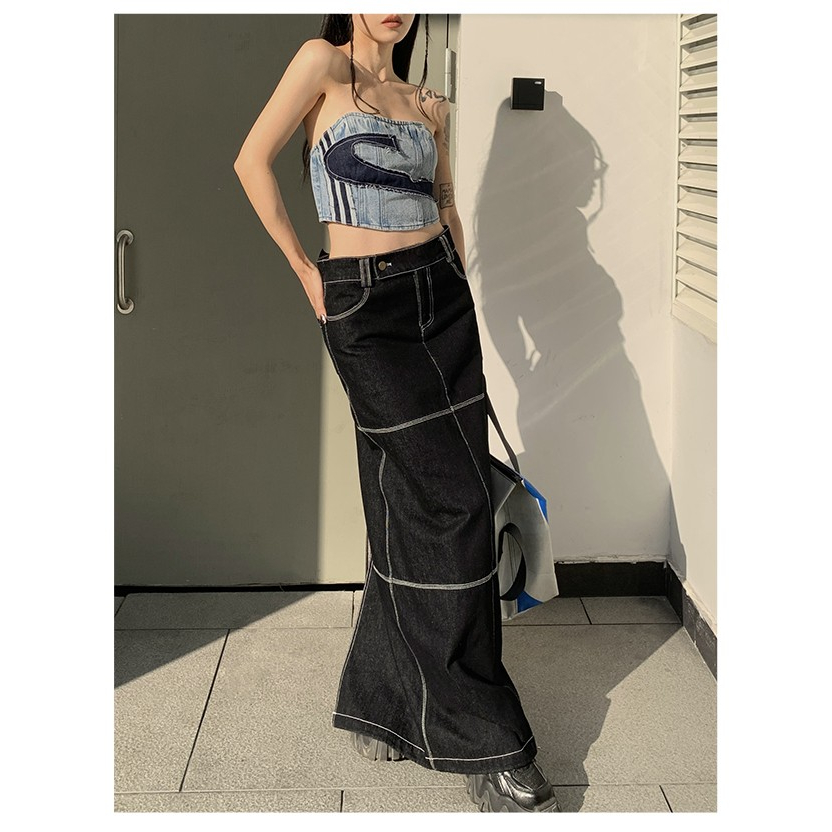 Áo Denim Lưng Cao Dáng Ngắn Phong Cách Retro Âu Mỹ Cá Tính