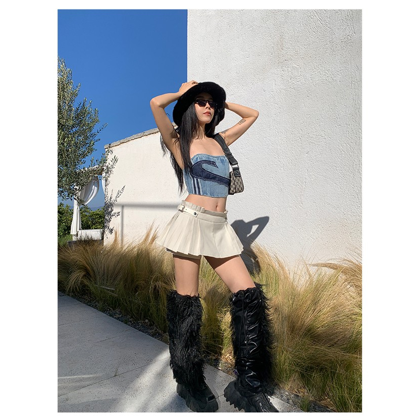 Áo Denim Lưng Cao Dáng Ngắn Phong Cách Retro Âu Mỹ Cá Tính