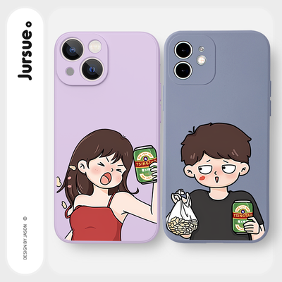 Ốp lưng JURSUE mềm hoạt hình cặp đôi dễ thương đẹp Cho iPhone 17 16 15 14 13 12 11 Pro Max SE 2020 X XR XS ip 8 7 Plus kute Y3465