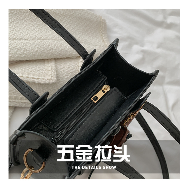 CHIC JOY❤Màu kẹo nối túi nhỏ thời trang PU túi vuông nhỏ xu hướng túi đeo chéo một bên màu trơn đơn giản