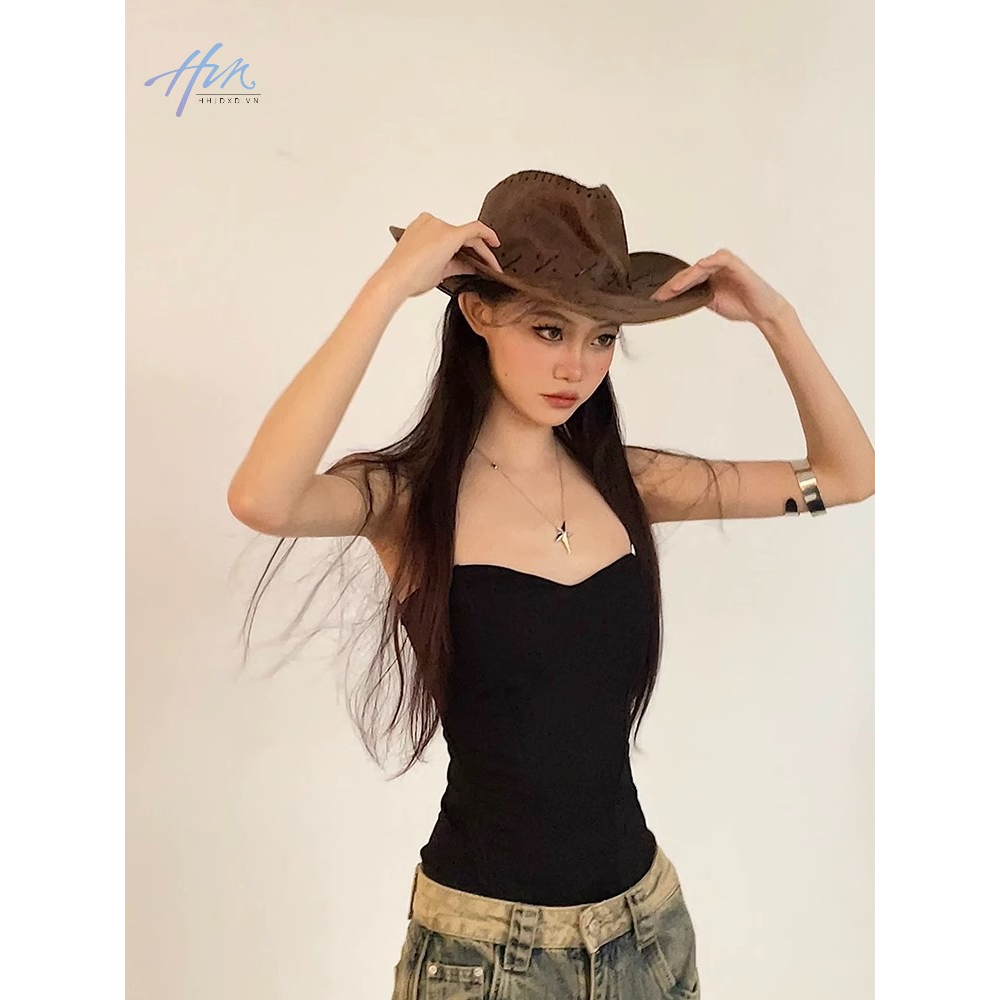 Áo Ống Màu Đen Trơn Dáng Ôm Hở Vai Thời Trang Mùa Hè Dành Cho Nữ