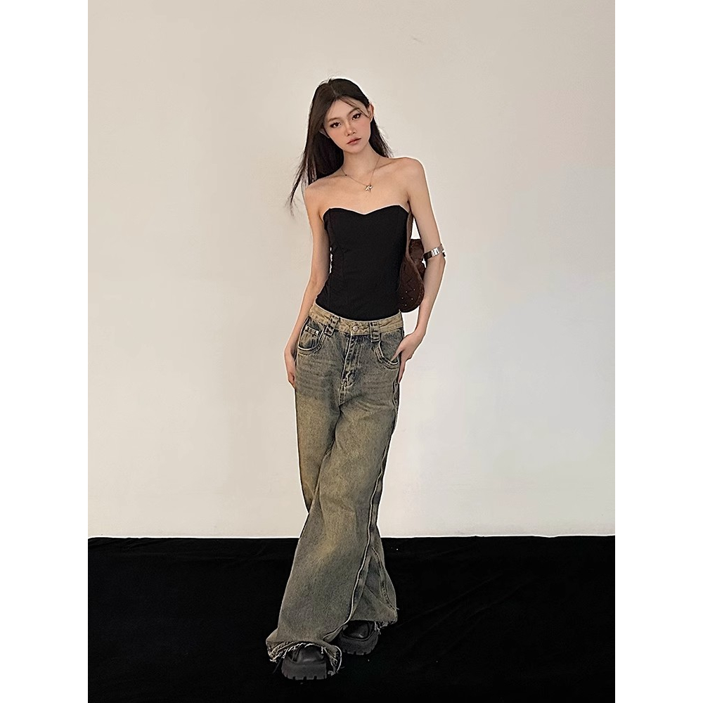 Áo Ống Màu Đen Trơn Dáng Ôm Hở Vai Thời Trang Mùa Hè Dành Cho Nữ