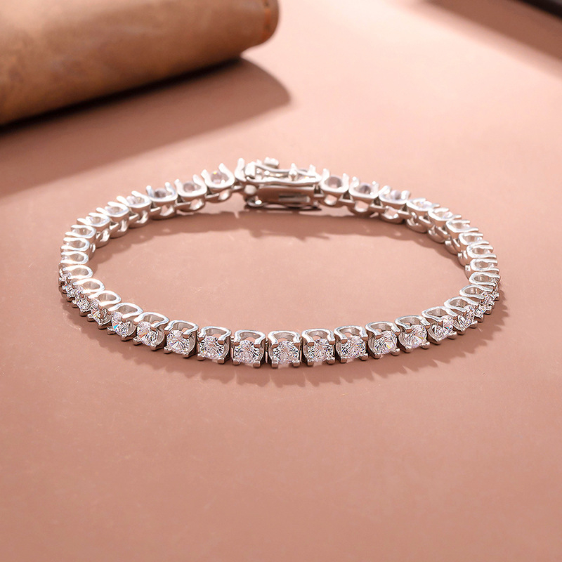 ZC-136 Vòng tay nữ bằng bạc 925, Vòng tay Zircon 3.5mm/2.5mm