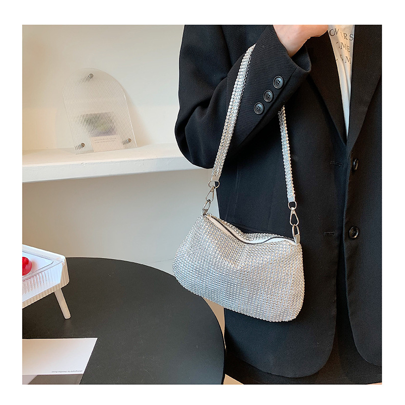 CHIC JOY♥Túi đeo sát nách một vai nữ xu hướng thời trang thiết kế đơn giản túi xách đính đá lấp lánh