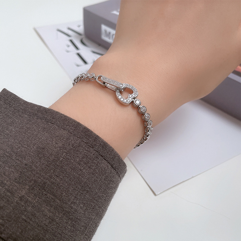 ZC-137    Vòng tay nữ bằng bạc 925, Vòng tay zircon 3mm