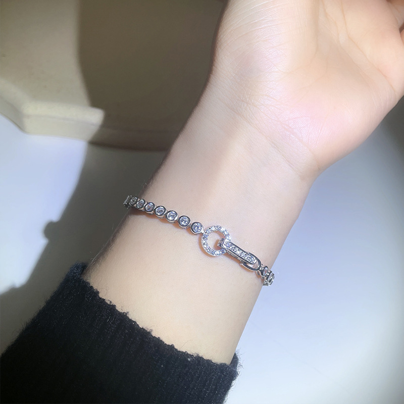 ZC-137    Vòng tay nữ bằng bạc 925, Vòng tay zircon 3mm
