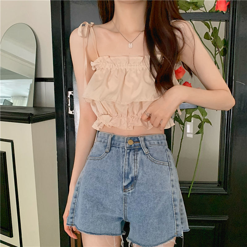Áo Croptop Sát Nách Phối Bèo Thời Trang Mùa Hè Mới 2023 Cho Nữ