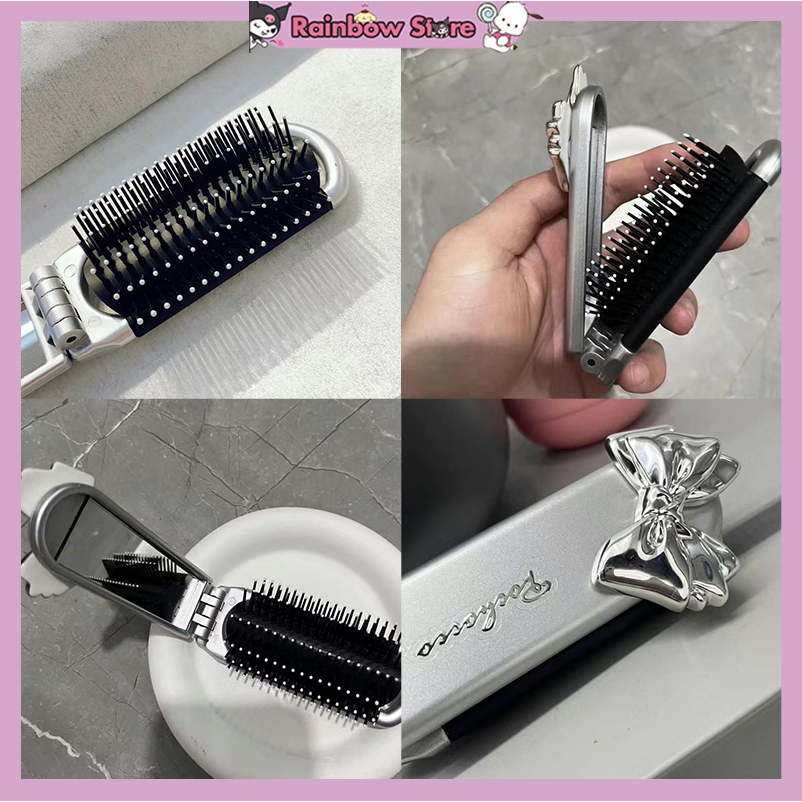 Gương Trang Điểm Tích Hợp Lược Gấp Gọn Di Động Hình Mèo kitty Sanrio