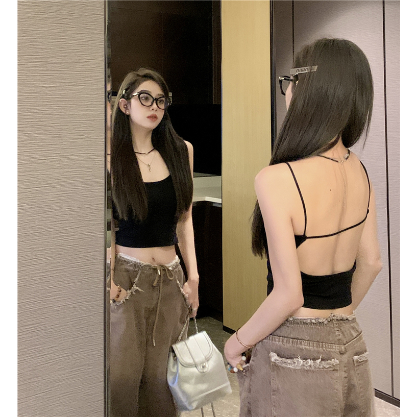 QADCOL Áo Lót Dây Chéo Lưng Có Mút Đệm Quyến Rũ Dành Cho Nữ áo yếm cột dây