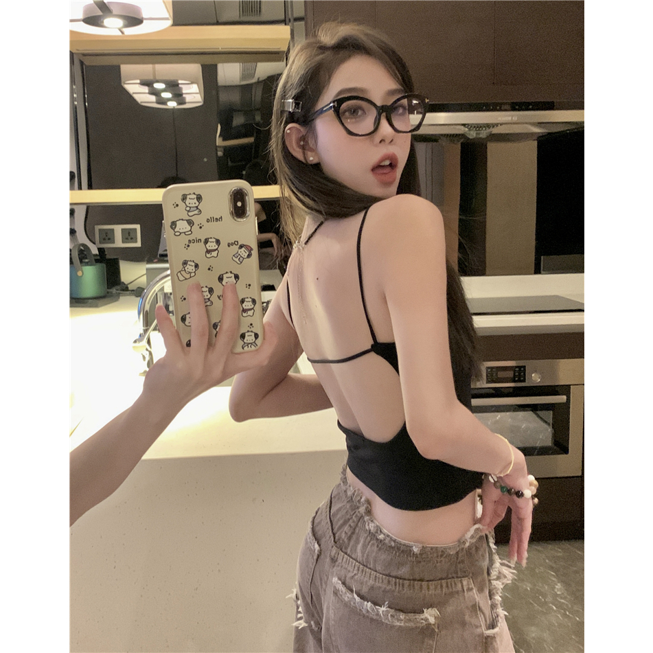 QADCOL Áo Lót Dây Chéo Lưng Có Mút Đệm Quyến Rũ Dành Cho Nữ áo yếm cột dây