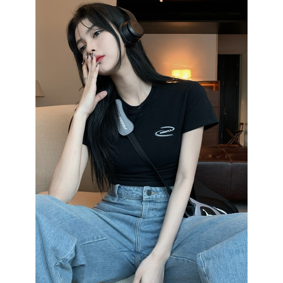 ZHELIHANGFEI Áo croptop màu trơn phong cách Hàn Quốc thời trang cao cấp cho nữ