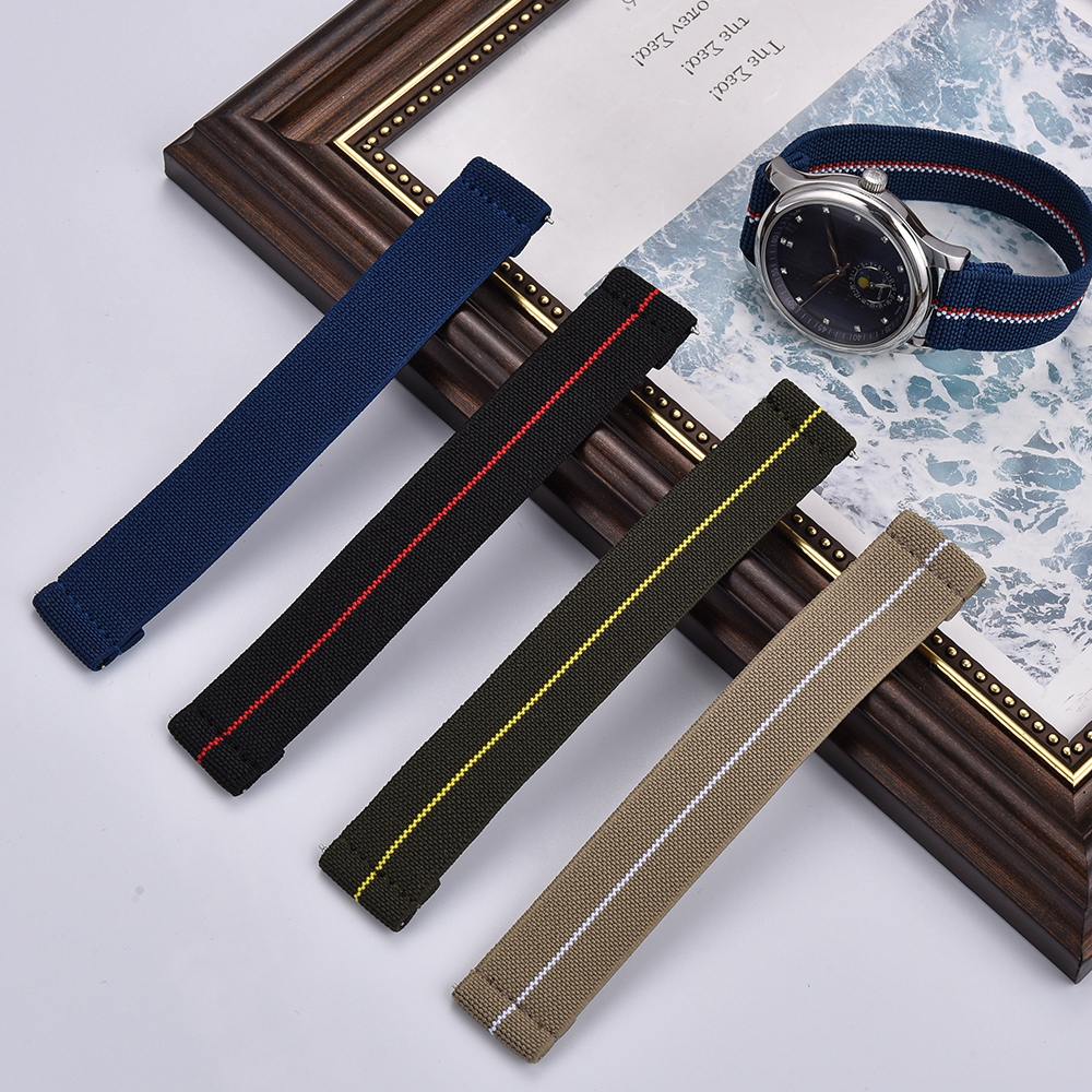 Dây Đeo Đồng Hồ Nylon Co Giãn Kiểu Quân Đội Pháp 18mm 19mm 20mm 21mm 22mm 60 's