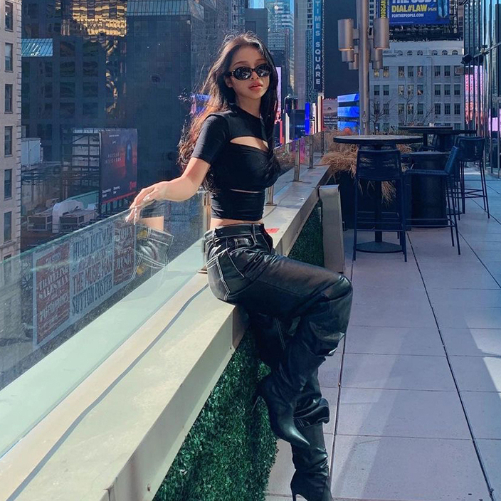 QADCOL Áo Thun Crop Top Gợi Cảm Cổ Tròn Dáng Ôm Màu Trơn Phong Cách Âu Mỹ Thời Trang Mùa Hè Dành Cho Nữ