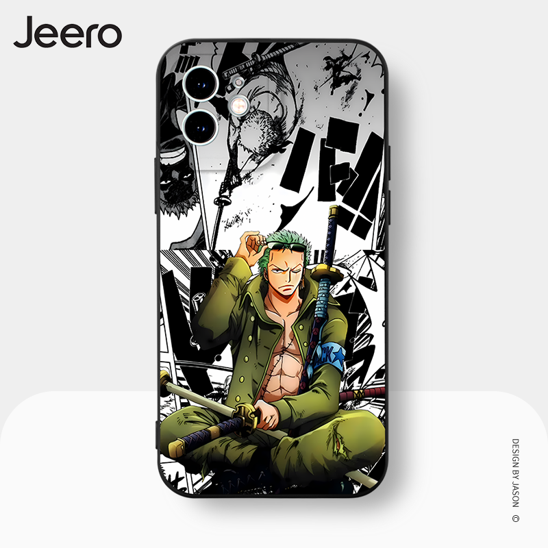 Ốp lưng JEERO đen chống bẩn nam ngầu ngộ nghĩnh anime hoạt hình dễ thương đẹp mềm Cho iPhone 15 14 13 12 11 Pro Max SE 2020 X XR XS 8 7 ip 6S 6 Plus HFE2359