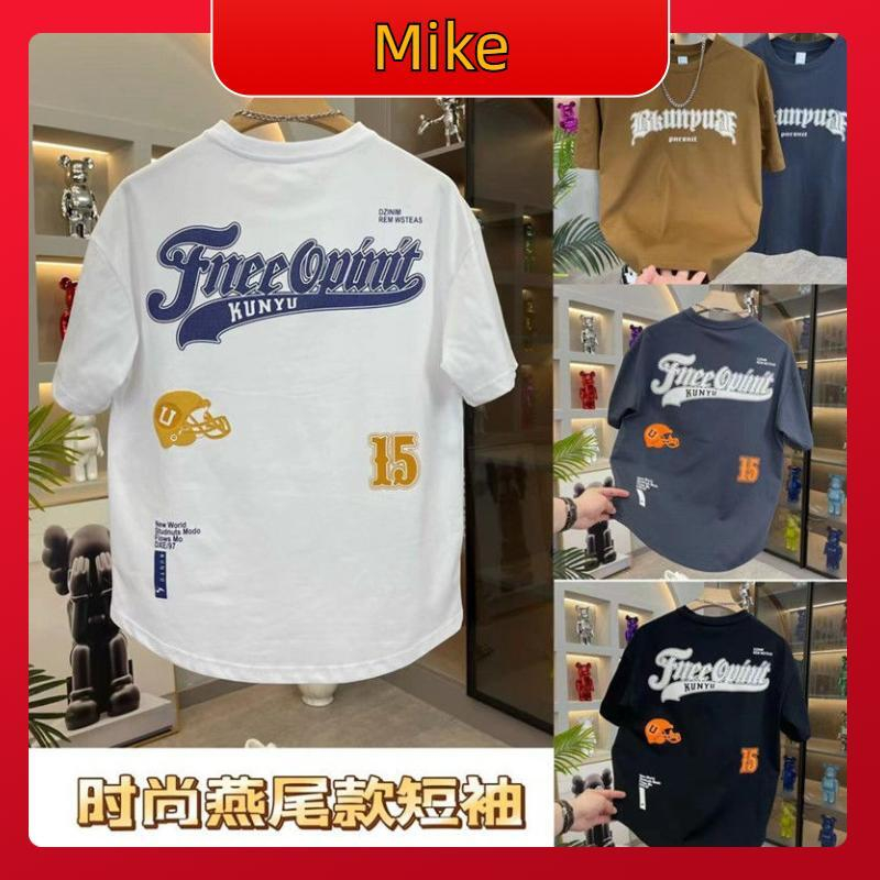 【Hot】Áo thun in chữ đuôi én thời trang mới xu hướng giản dị Hàn Quốc phù hợp với tất cả nam giới bằng cotton nguyên chất tay ngắn