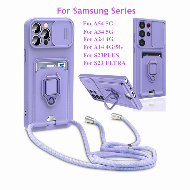 Ốp Điện Thoại Silicon Dạng Túi Đeo Chéo Có Giá Đỡ Cho Samsung Galaxy S23 S22 Ultra Plus S20FE S21FE A14 A34 A54 A04E