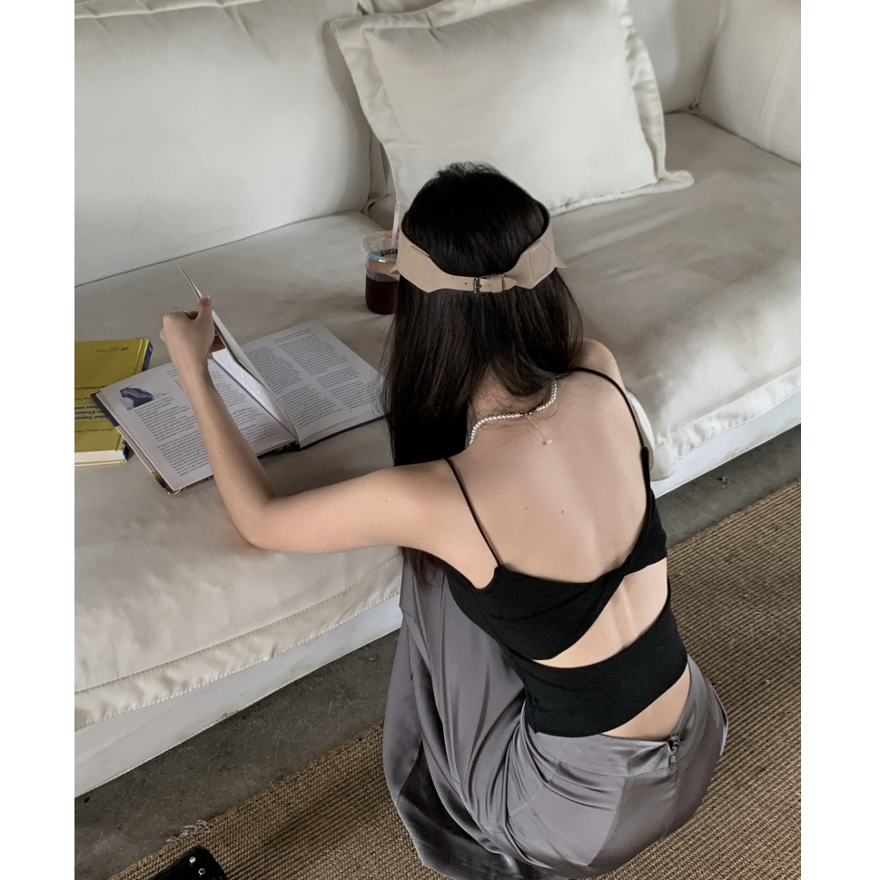 【JMWOMEN】Áo Lót Hai Dây Thắt Nút Sau Lưng Tích Hợp Đệm Ngực Dễ Thương Cho Nữ