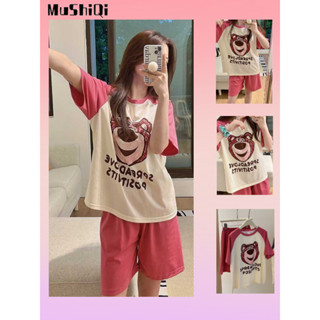 Bộ Đồ Ngủ Ngắn Tay Họa Tiết Dễ Thương Cho Nữ