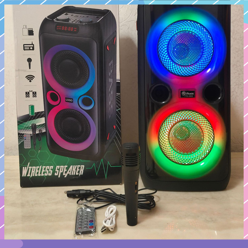 Loa Bluetooth Không Dây Âm Thanh Siêu Trầm 8-inch RGB 15W Chất Lượng Cao